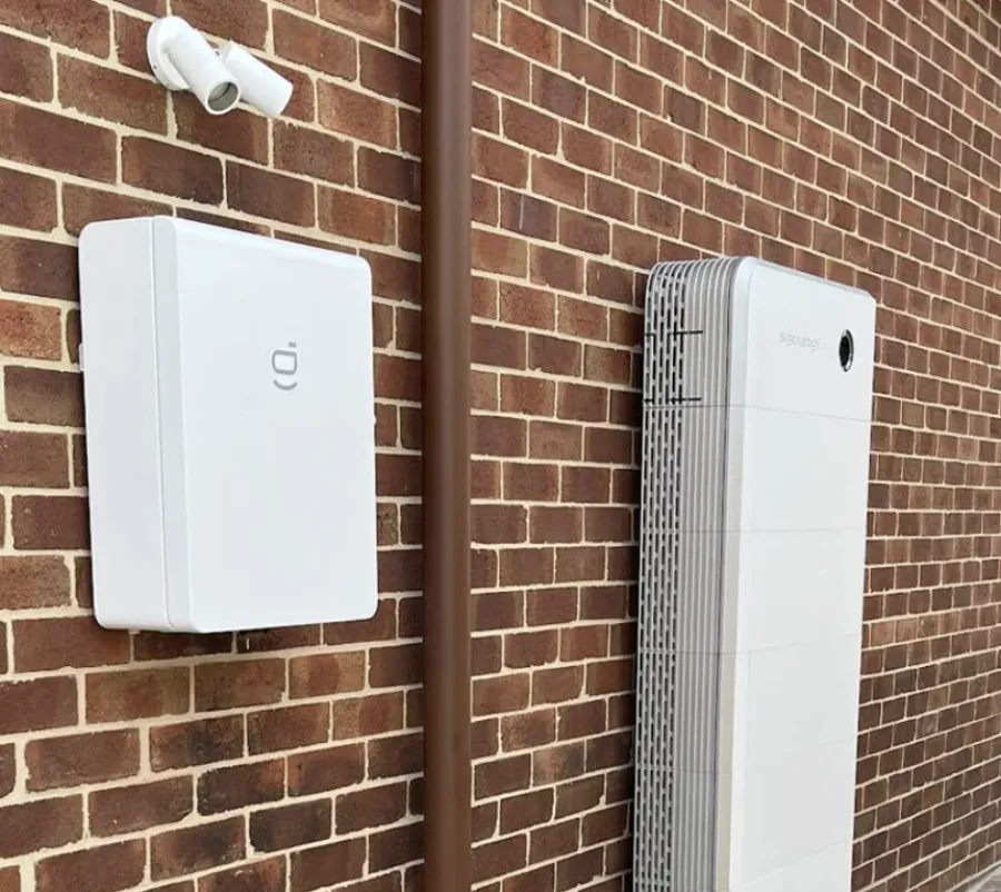 Sigenergy battery mounted on a brick wall, Melbourne home