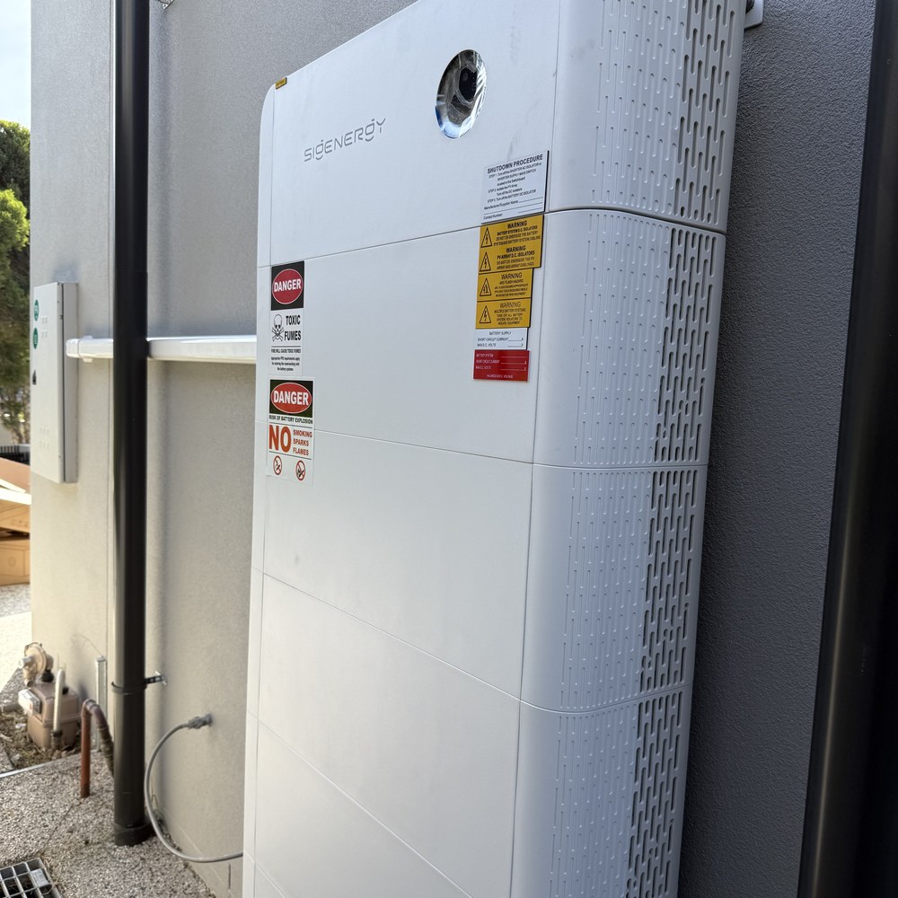 Sigenergy SigenStor integrated home battery system installed outdoors by E3 Energy